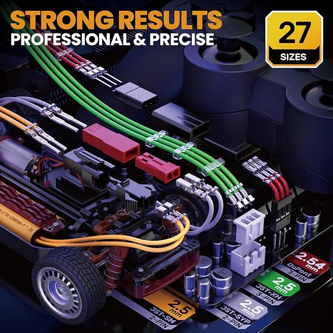 SOMELINE Crimp Tool Connector Kit, 27 Types, 32-20 AWG Crimper, JST-XH/SM/SYP 2.5mm and Du Pont 2.54mm Connector kit, Crimping Pliers for JST, Du pont, KF2510, Molex, AMP EI Series