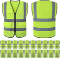 Reflective Safety Vest Bulk Construction Worker Costume Utility High Visibility Vest with Pocket,for Men Women-L size