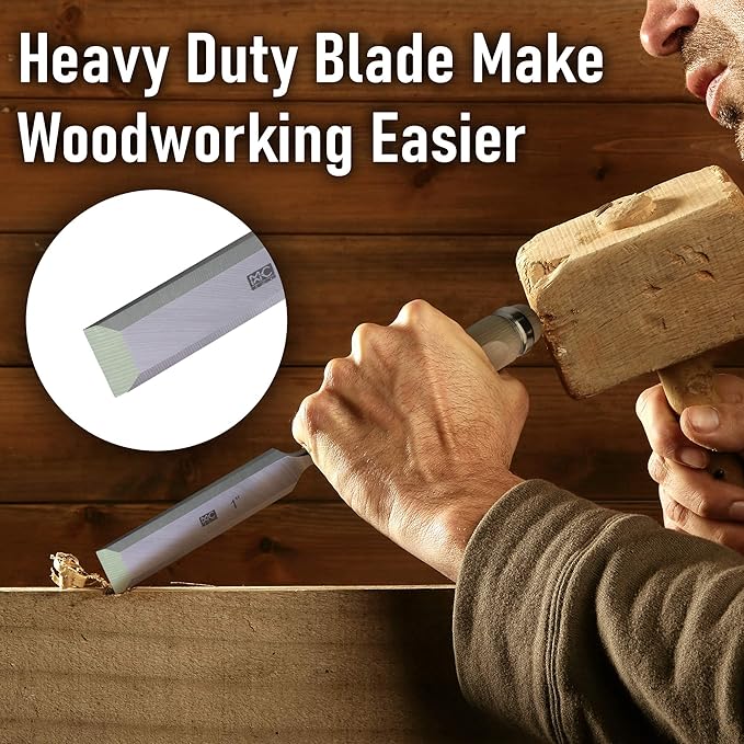 6 Piece Wood Chisel Set Woodworking Chisel Kit with Chrome-Vanadium Steel and hornbeam Handles, Premium Wooden Case for Carpenter Craftsman Gift for Men