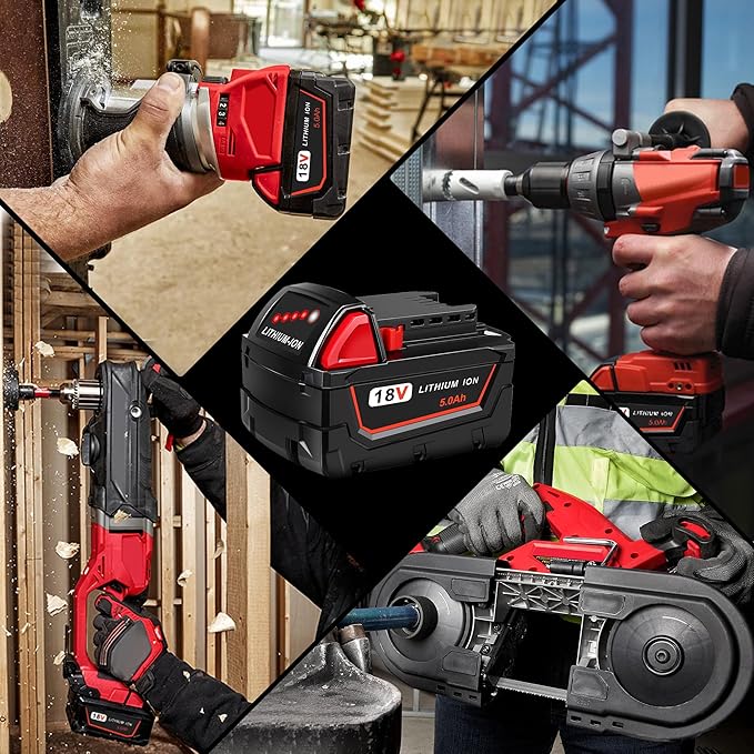 2 Pack 5.0Ah 18V Batteries Replace for Milwaukee M18 Battery Lithium lon 48-11-1850 48-11-1860, Compatible with Milwaukee m18 Battery Charger and 18 Volt Cordless Power Tools