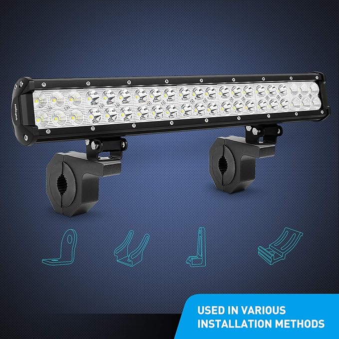 Nilight - 90020D 4PCS Mounting Bracket Kit LED Off-Road Light Horizontal Bar Tube Clamp Roof Roll Cage Holder,2 Years Warranty, Black