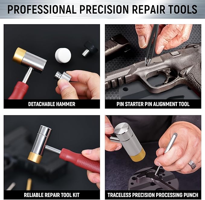 Pin Punch Set, 40PCS Steel and Brass, Mechanical Repair Tool with Hammer, Bench Block