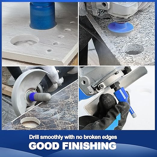 Diamond Core Drill Bit Set BRSCHNITT Diamond Hole Saw for Porcelain Tile Ceramic Marble Granite Drilling with 5/8-11 Thread(6/8/25/35/50/65 Drill bits/20mm Finger bit+SDS Adapter.)