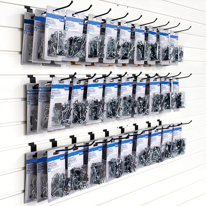 POETISKE Slatwall Hooks 32PC 4 Inch Slatwall Accessories - Heavy Duty Pegboard Gridwall Hooks for Retail & Garage Organization - Black