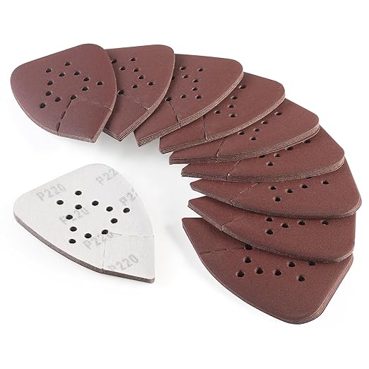 S SATC Mouse Sander Sandpaper 50PCS Mouse Sanding Pads 12 Holes Hook and Loop Sandpaper 220 Grit Detail Palm Sand Paper