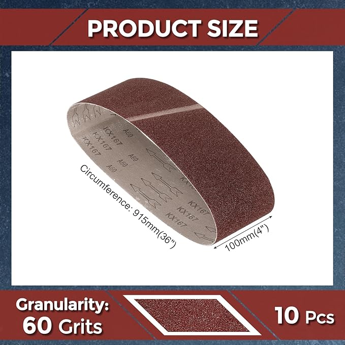 12 Pcs Sanding Belts 4 x 36 Inch 60 Grit Aluminum Oxide Abrasive Sandpaper for Belt Sander Metal Grinding Wood Working Weld Rust Removal