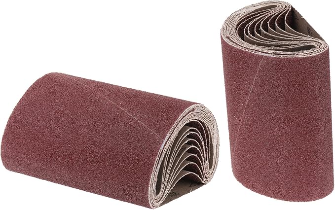 uxcell 10pcs 8" x 19" Sanding Belts 36 Grits Aluminum Oxide Abrasive Belt Sander Paper Sanding Papers for Metal Wood Grinding Polishing, Reddish Brown