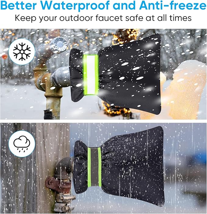 8Pack Outdoor Faucet Covers for Winter - Pro 6.7" W x 8.3" H Outdoor Water Faucet Cover Socks for Winter Freeze Protection Pipe Insulation Reusable Waterproof Insulated Spigot backflow Cover,Black