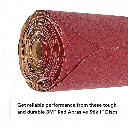 3M Stikit Red Abrasive Sanding Discs, 01105, No Hole, 6 in, 800+ Grade, Pack of 100 Discs, for Auto Sanding, Primer Sanding, E-Coat Sanding