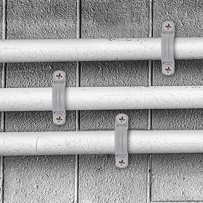 1/2 Inch PVC Pipe Strap, 2-Holes Conduit Pipe Clamps Plastic Pipe Supports (Grey,20 Pcs)