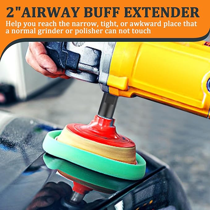 5/8"-11 Angle Grinder Extension Shaft Connecting Rod 2" Airway Buff Extender Durable Aluminum Extension Shaft for Power Angle Grinder and Buffing Wheel Polishing Kit Accessories - Black