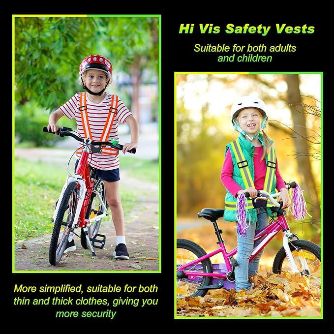 Hercicy 20 Pcs Reflective Vest High Visibility Safety Vests, Adjustable Bright Neon Lightweight Strap Gear (Green,Orange)