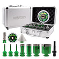 Diamond Core Drill Bits Kit - 6/6/6/20/25/35/50mm+2" Beveling Chamfer Bit+3/4" Finger Milling Bit+SDS Adapter to 58-11" Thread+4.5" Cutting disc for Porcelain Ceramic Tile Granite Marble