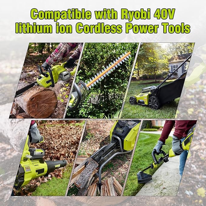 Fast Charging 40V 4.0Ah Lithium-Ion Battery and Charger Kit - Replacement for Ryobi 40V Battery and Charger OP401, Compatible with Ryobi 40Volt Power Tools