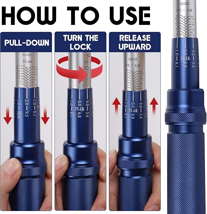 1/2-Inch Drive Click Torque Wrench, Torque Wrench 1/2 Drive 10-160FT.LB/13.6-217N.M with a XIPE Storage Tray