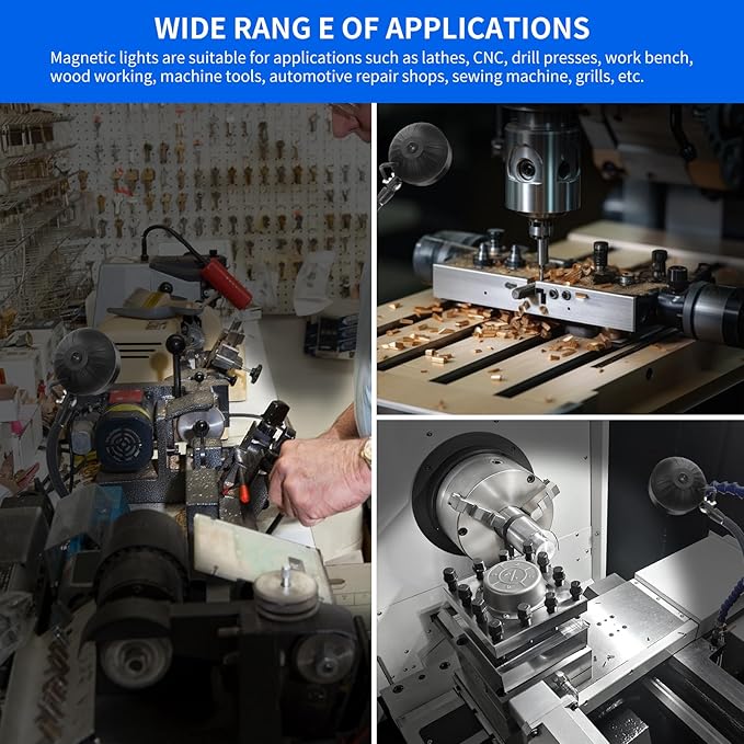 20W WangJiaTai Magnetic Work Light, LED Machine Light with 20 in Flexible Gooseneck and Magnetic Base, Magnetic Shop Lamp, Lathe Light, for Work Bench, Sewing Machine, Grill, Industrial Lighting,Black