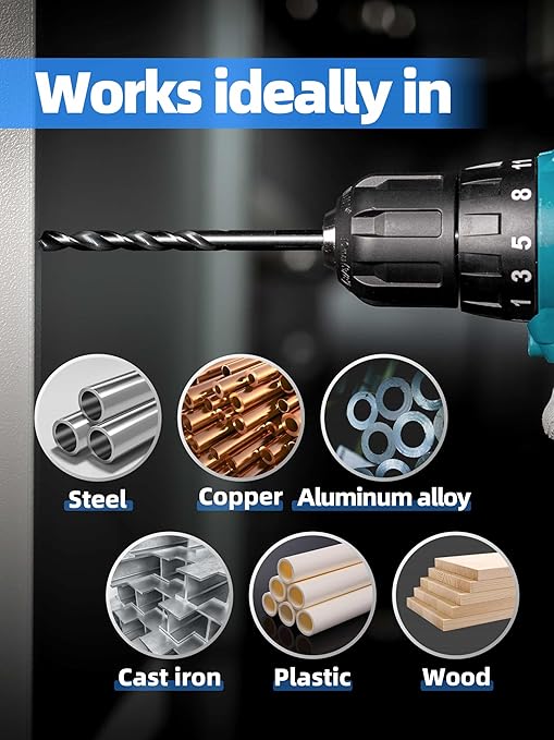 HIGHFIRE 19PCS HSS Metric Drill Bits Set, 1-10mm Twist Jobber Length Drill Bit Kit for Hardened Metal, Cast Iron, Stainless Steel with Index Case