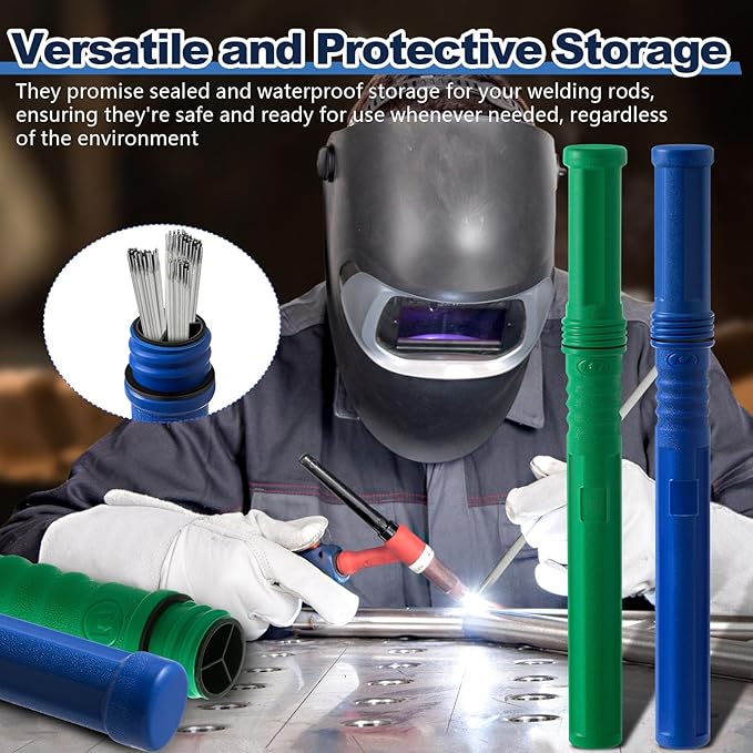 Tandefio 4 Pcs Welding Rod Storage Tube 40 Inch Tig Rod Storage Canisters Welding Electrode Holder Airproof Waterproof Container(Green and Blue)