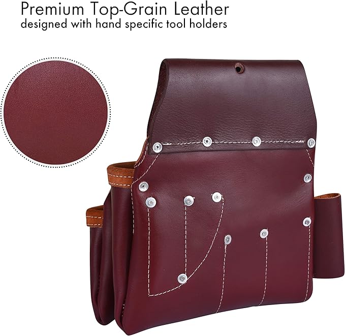 Heavy Duty 19 Pocket Leather Tool Belt Multipurpose Pockets Work Organizer Pouch Framing Fat Lip Tool Holder for Carpenter, Construction, Handyman, and Electrician Tool Belt Set