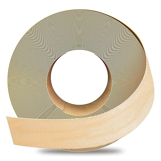 GSCIT Club Birch Edge Banding, 1 1/2 inch x 50ft roll of Wood Veneer Edge Banding Pre-glued Flexible, Real Wood Tape Banding for Cabinet Repair Furniture