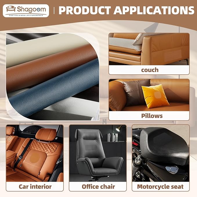 Shagoom Leather Repair Patch, 17X316 Inch Repair Patch Self Adhesive Waterproof, DIY Large Vinyl Patches for Couches, Furniture, Kitchen Cabinets, Wall （Black, 17X316 Inch）