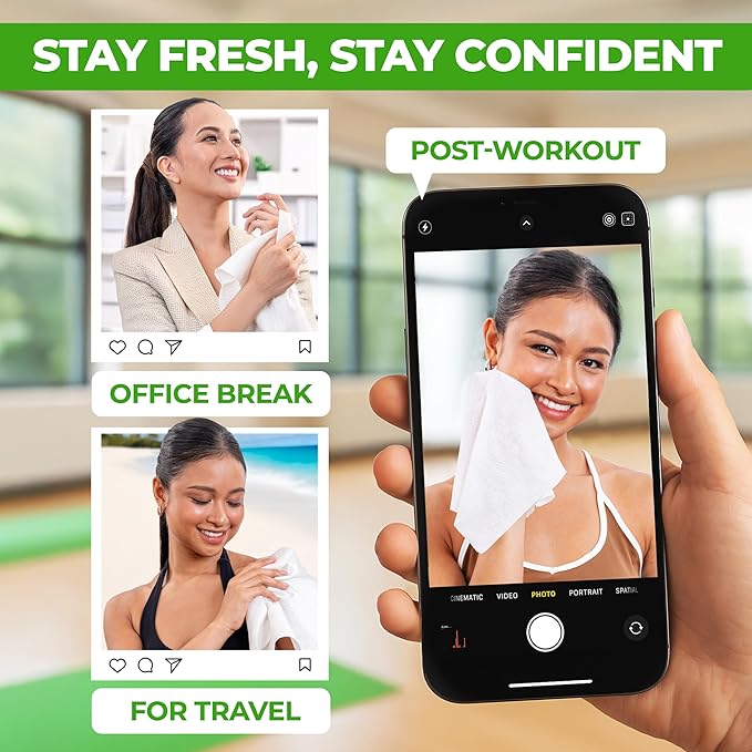 Body Wipes for Women, Extra Moist No Rinse Bathing Sheets (4pk), 200 XL Shower Cloths + 16 Deodorizing Bath Wipes - 9"x12" Travel Size Essentials, Toiletries for Womens Hygiene & Post Workout Cleanup