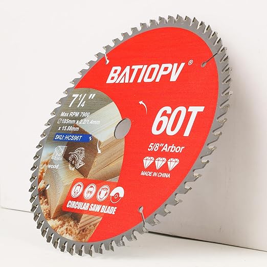 Circular Saw Blades 7-1/4 Inch, 60T for Wood Cutting – Ideal for Hardwood, Plywood, Chipboard – Precision Carbide-Tipped Saw Blades for Smooth Finish