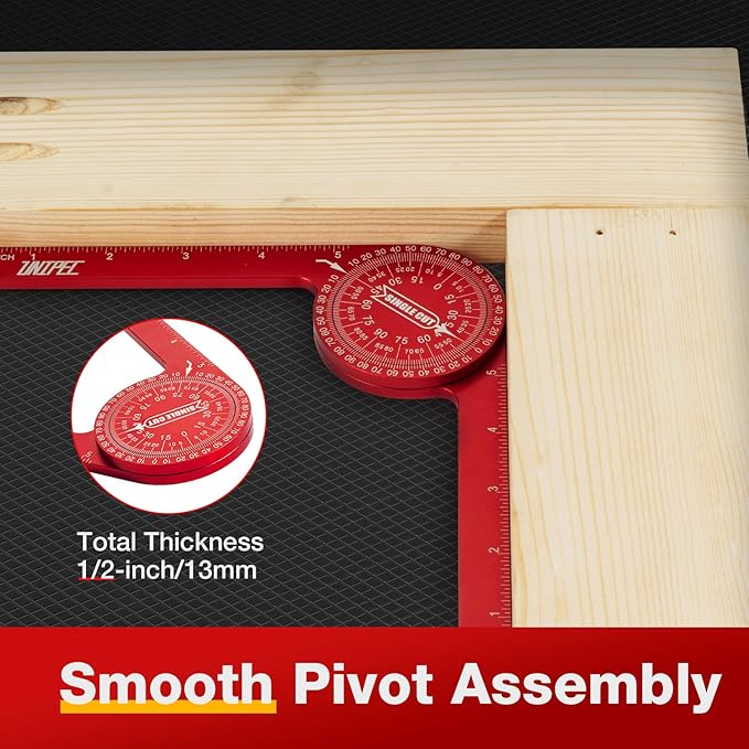 7.3 Inch Aluminum Miter Saw Protractor,Rust Proof Angle Finder Precision Laser Engraved Scales and 360 Degree Rotation Function