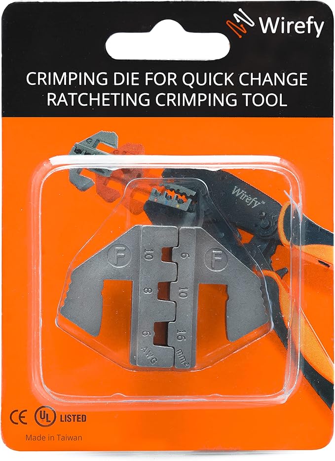 Wirefy Crimping Die for Larger Diameter Ferrule Terminals - 10-6 AWG