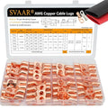 SVAAR 4 6 8 AWG Battery Lug Heavy Duty Battery Cable Ends, 4 6 8 Gauge UL Listed Cable Lug with 5/16" and 3/8" Ring Terminal,Bare Copper Crimp Connectors Wire Lug + Heat Shrink Tube