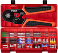 PEBA Ferrule Crimping Tool Kit, Hexagon Pliers AWG28-7 & 28 Sizes Ferrules(AWG24-8) for Electrical Wiring/DIY Terminals | Self-Adjusting Ratchet Crimper - Copper Ferrule Kit