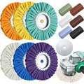Amylove 8 Inch Airway Buffing Wheels Aluminum Wheel Polishing Kit in Diameter 5/8 Inch Arbor Hole, Polishing Compound and Metal Polish Kit for Angle Grinder(Multicolor,12 Pcs)