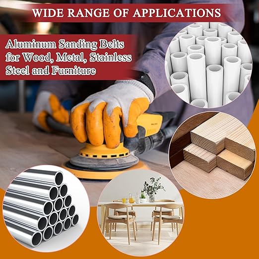 55PCS 4 x 36 Inch Alumina Sanding Belts (80/120/150/240/400 Grits) with 6 Grits 6-Inch Self Stick No Hole Sanding Disc for Aluminum Oxide Sanders, Sandpaper for Wood Metal Stainless Steel