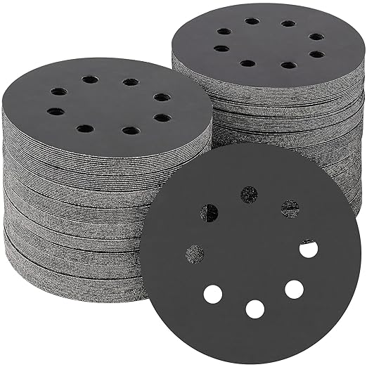 100PCS 5 inch Silicon Carbide Sanding Discs 2000 Grit, Wet Dry Orbital 5 Sander Hook and Loop Sandpaper Disc Ultra Fine Grit, Best for Metal,Automotive Precision Polishing
