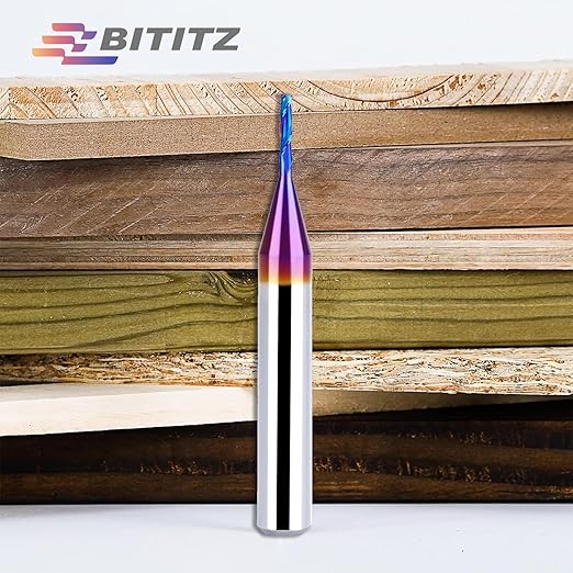Upcut Spiral Router Bit 1/4 Inch Shank 1/16 Inch Cutting Diameter 1/4 inch Cutting Length with Extra Long Life Coating CNC Router Bits End Mill for Wood Cutting, Slot Mortise, Engraving