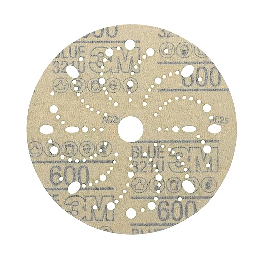 3M Hookit Blue Abrasive Discs 36183, Multi-Hole, Blend Preparation, Paint Preparation, 6 in, 600 Grade, 50 Discs/Carton