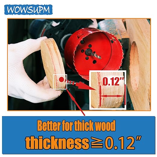 4-1/4 Inch Deep HSS Bi Metal Hole Saw Cutter with Arbor Heavy Duty Hole Saw Bit Cutting Depth 2.1” for PVC Aluminum Wood Thick Wood Metal Drywall Aluminum Big Slot New Sharp Teeth D