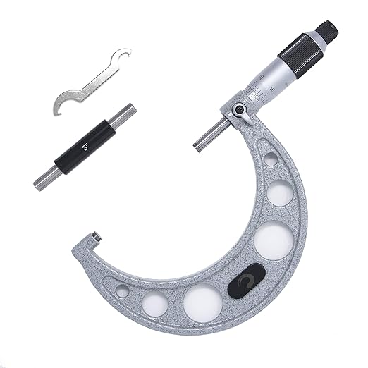 Clockwise Tools MMTR-04 Premium Outside Micrometer with Carbide Tip 3-4" Measuring Range 0.0001" Graduation Precision Machinist Tool