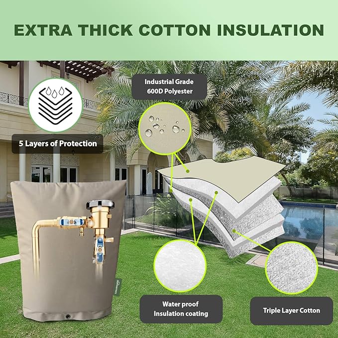 The Original Winter Pipe Insulation Cover (5˚F) - Double-Wall Cotton (UV-Coated) Insulated Backflow Preventer Freeze Protection, Pump Cover, Sprinkler/Well Head Cover for Outside - (24" W X 36" H)