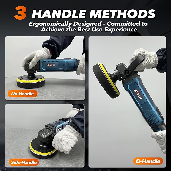 Buffer Polisher, 6 Inch/7 Inch 1600W Rotary Car Buffer Polisher Waxer, 7 Variable Speed 1000-3500 RPM, Detachable Handle for Car, Boat Sanding, Polishing, Waxing