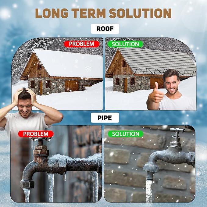 HEATIT JHSF1 Self Regulating Pre-Assembled Heating Cable with Spacer and Clips, Heat Tape for Roof Deicing and Pipe Freeze Protection,120V 5W/ft, 2FT