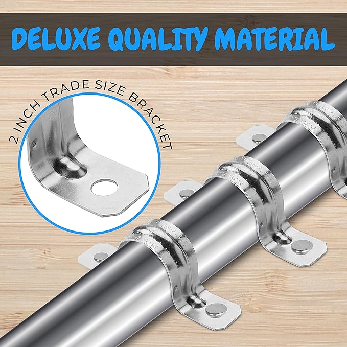 OhLectric OL-48171 Two Hole Rigid Pipe Strap - Sturdy Steel Strap Clamps - Zinc Plated Steel - Reinforced Rib - Corrosion Resistant - Easy to Install - 2 Inches (Pack of 5)