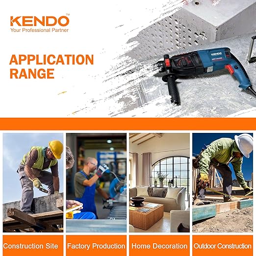 KENDO 1/4" x 6" Rotary Hammer Drill Bits Multi-Purpose Carbide Drill Bit Set - 5-Piece Carbide Tips for Concrete, Brick, Wood, Tile, for DIY Lovers