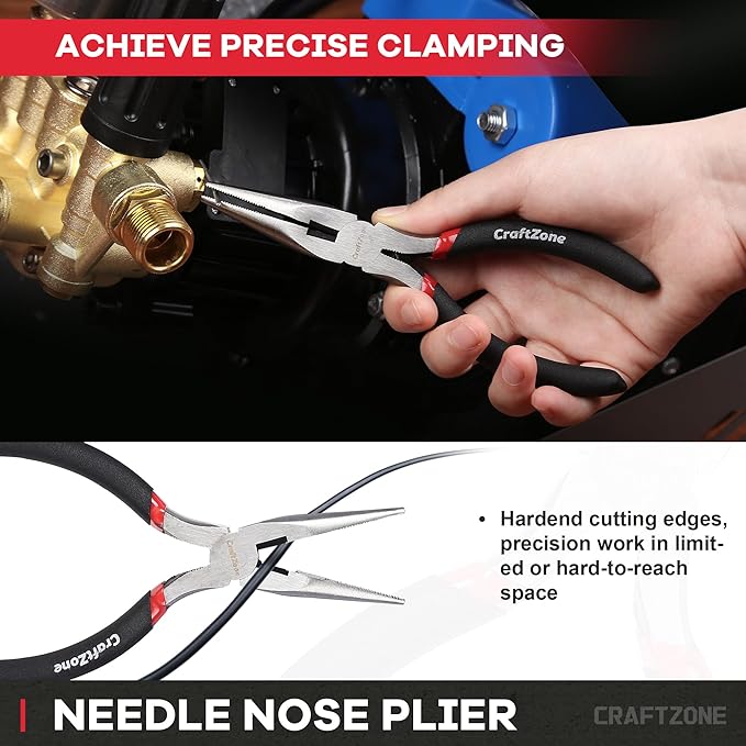 10PC Pliers and Wrench Set with Storage Rack – Includes Locking | Long Nose | Diagonal Cutter | Groove Joint | Linesman & Mini Plier ，High-Quality Carbon Steel Tool Kit for DIY and Home a Gift for Man