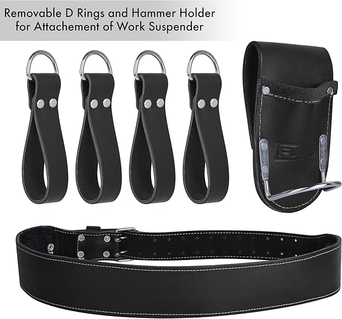 Heavy Duty 19 Pocket Leather Tool Belt Multipurpose Pockets Work Organizer Pouch Framing Fat Lip Tool Holder for Carpenter, Construction, Handyman, and Electrician Tool Belt Set