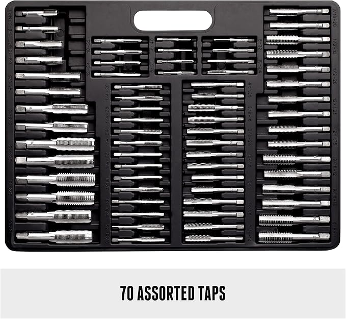 Segomo Tools 110 Piece Hardened Alloy Steel SAE Tap And Die Threaded Set With Case - TD110SAE