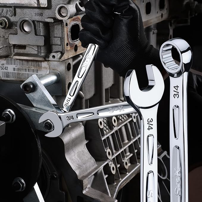 SK Combination Wrench Set, SAE 5/16" to 3/4", 11-Piece, SuperKrome Finish, Premium CR-V Construction, with Rolling Pouch