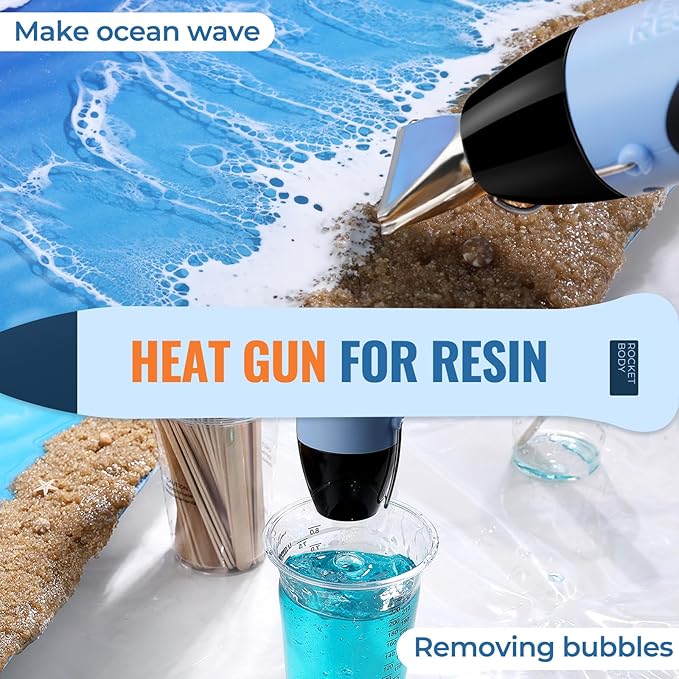 LET’S Resin Heat Gun for Resin,350W Fast Heating Dual Temp Heat Gun (482°F~752°F) with 3 Nozzles and 2 Silicone Covers,4.9Ft Long Cable Heat Gun for Crafting,Shrink Tubing,Vinyl Wrap,Epoxy Resin