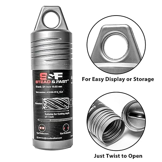 S&F STEAD & FAST Annular Cutter, 9/16” Cutting Diameter x 1” Depth of Cut for Magnetic Drill Press, Mag Drill Bits with Pilot Pin