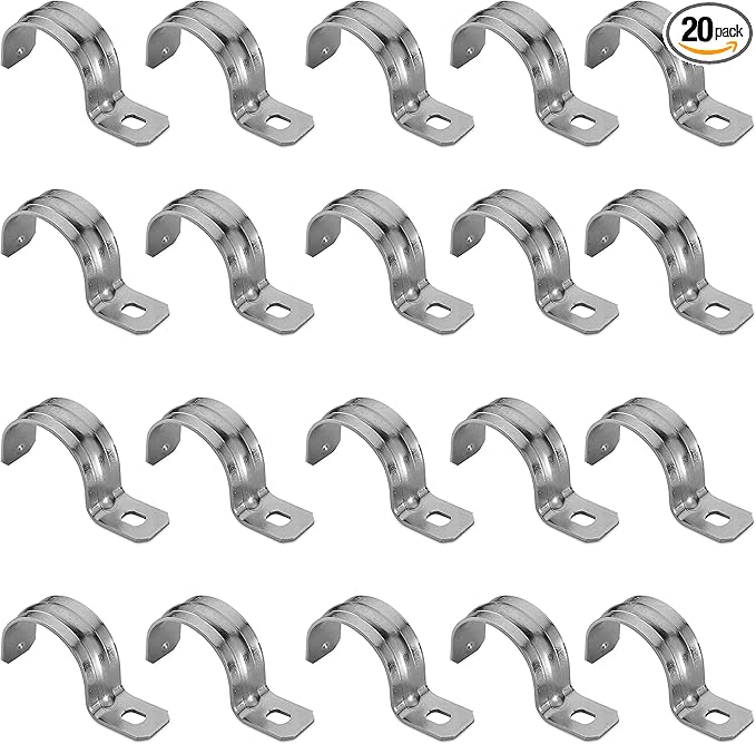 OhLectric OL-43084 Heavy Duty Rigid Pipe Strap - Sturdy One Hole Steel Straps - High-Quality Zinc Plated Steel - Reinforced Rib - Corrosion Resistant - Easy to Install - 1-½ Inches (Pack of 20)